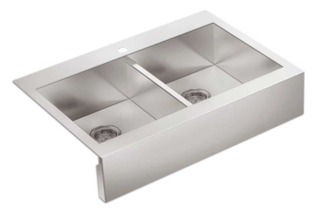 Handmade Apron-Front Double Bowl Topmount Sink
