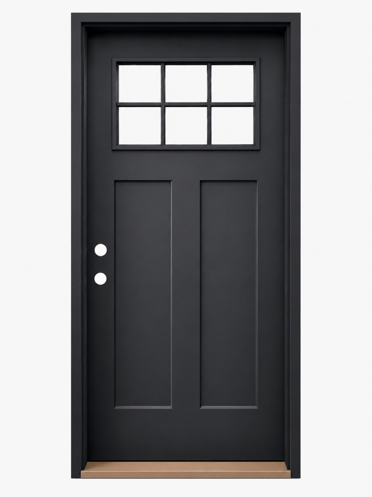 Covossi DR-002 Matte Black Glass Panel Door