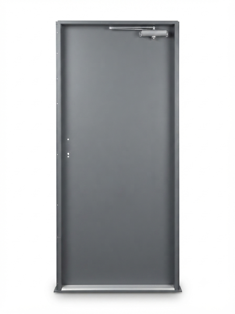 Covossi DR-009 Gray Commercial Metal Door with Door Closer